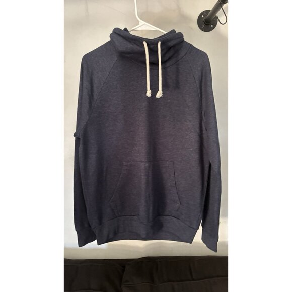 H&M Hoodie With Covered Neck Fabric Navy Blue Sweatshirt - Picture 2 of 6